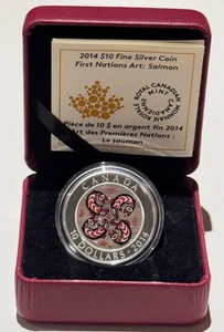 2014 Canada $10 First Nations Art: Salmon - Holographic Pure Silver Coin - RCM - Picture 1 of 2