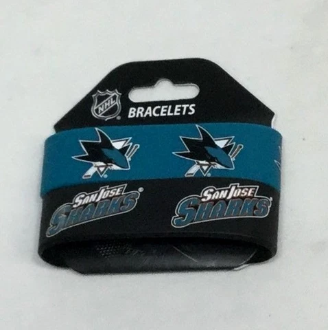 NHL San Jose Sharks 2 Pack Bracelet Wrist Bands Set Rubber PVC Type (2nd) FREESP Cover