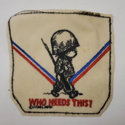 Vintage '70 Fran Mar Moppet Patch "Who Needs This" Army Boy Stitch - RARE - Image 1 of 4