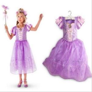 Kids Girls Costume Princess Repunzel  Party Dress for girls 5/6 T