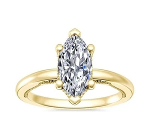 2.15 Ct Marquise IGI Certified Lab Grown Diamond Ring For Her 14K Yellow Gold - Picture 1 of 9