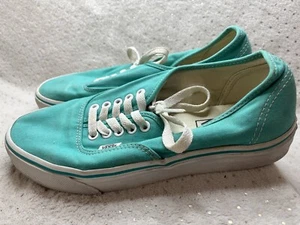 Vans Shoes Mens 8 Womens 9.5 Off The Wall Lace Up Flats Sneakers Teal Canvas - Picture 1 of 13