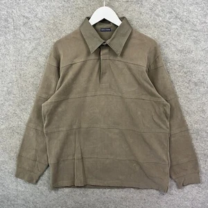 Camisa Gieves Hawkes Para Hombres Extra Grande Marrón Polo Cuello Top Manga Larga Algodón - Imagen 1 de 13