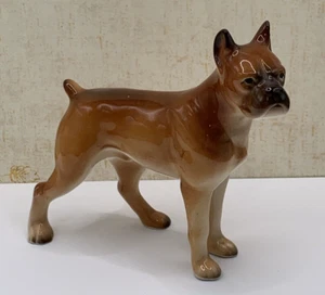 Vintage brown Boxer Dog Figurine Glossy Ceramic Standing 4,25" x 5" Japan - Picture 1 of 11