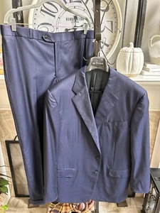 RALPH LAUREN PURPLE LABEL men's navy blue pinstripe 3 roll 2 suit - 44L - Picture 1 of 13