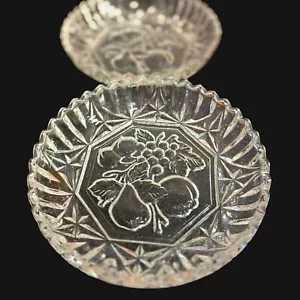 VTG 1940's Federal Glass Pioneer Clear Pressed Fruit Nappy Bowls Grapes Cherry - Picture 1 of 12