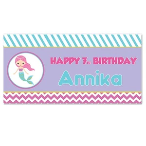 18"x36" Under the Sea Mermaid Birthday Personalized Party Banner  - Picture 1 of 2