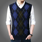 Men Knitted Vest Tank Top Argyle Sleeveless Sweater Pullover Jumper Slim Fit Spw
