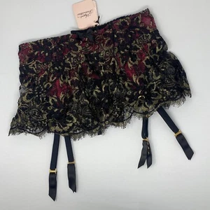 Agent Provocateur Yesmine Suspender Black Gold Pink AP2 Small NWT $590 - Picture 1 of 14