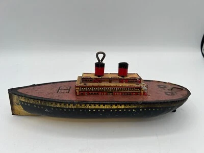 Barco de juguete de hojalata vintage/antiguo revestimiento marino barco de pasajeros de vapor Foto 1 de 4