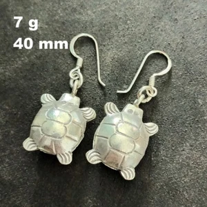 ARTISAN SILVER EARRINGS CRAFT VINTAGE DANGLES 7g CLASSIC TURTLE THEME #A401 - Picture 1 of 5