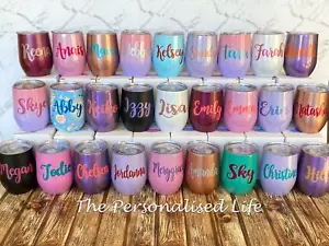 Personalised Insulated double wall stainless steel coffee wine tumbler mug 12oz - Picture 1 of 79