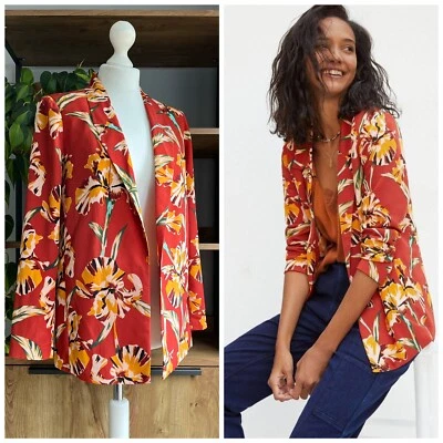 Chaqueta Blazer Anthropologie Daniel Rainn S Floral Terracota Roja Ligera Foto 1 de 4