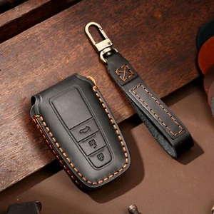 Real Genuine Leather Key Cover Key Fob Bag Case Keychain Keyring L for Toyota - Picture 1 of 35