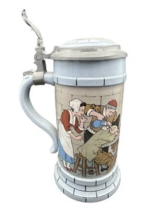 Mettlach Villeroy Boch Beer Stein Number 2880 Tavern Scene Signed Quidenus .5L - Picture 1 of 9