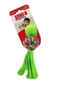 KONG Wubba Weaves Small Green Squeaky Rope Tug Toss & Fetch Dog Toy - Picture 1 of 10