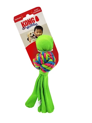 KONG Wubba Teje Pequeño Verde Chirriante Cuerda Tirar y Buscar Juguete para Perros Foto 1 de 4