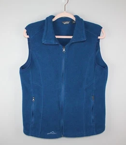 EDDIE BAUER Women's Blue/Dk Turquoise Fleece Vest SZ XL Full Zip W Zip Pockets - Picture 1 of 10