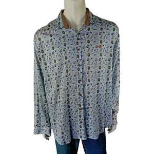 DARIO BELTRAN Alma Mediterranean mens size 3XL shirt blue flying machines print - Picture 1 of 12