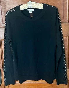Bar lll women’s sweater Top long sleeve Shirt Black With Silver & Net Accents Sm - Picture 1 of 12