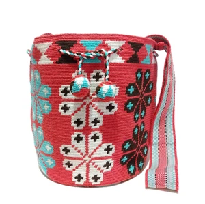 Handgefertigte Wayuu Häkeltasche, gewebte Mochila, kolumbianische Stammestasche, Strandtasche - Bild 1 von 2