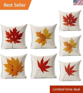 4er Set Kissenbezüge 18x18 Herbst Ahornblatt Baumwolle Leinen, stilvolle Wohnkultur - Bild 1 von 7
