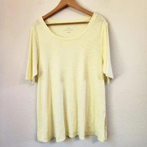 T-shirt J. Jill Pima scollo a scoop manica gomito morbida gialla matura sostenibile donna XL - Foto 1 di 16