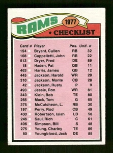 1977 Topps #213 Los Angeles Rams en muy buen estado/excelente Rams CL BXCP21 - Imagen 1 de 2