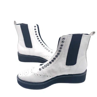 Shellys London Lily White Lace-Up Chelsea Platform Combat Bootie Boot 36 US 5 - Image 1 of 4