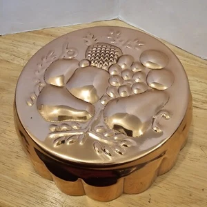 VTG 1980s Copper Mold Fruit Grapes Apples Pears Pineapple Kitchen Wall Hanging - Picture 1 of 14