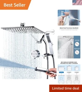All Metal Rain Shower Head with Handheld Built-in Power Wash Mode, 3-way Dive... - Picture 1 of 7