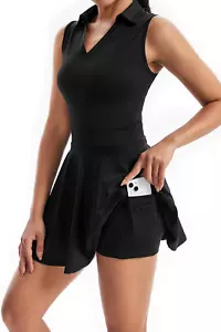Cute Golf Tennis Dress Workout Athletic Dresses for Women with Pockets Shorts 2  - Picture 1 of 23