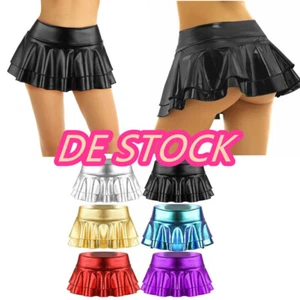 DE-Damen Minirock Faltenrock Glockenrock Hohe Taille Rüschen Rock Tanz Clubwear - Bild 1 von 47