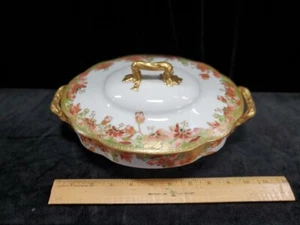 Seltene frühe HAVILAND & CO Limoges Frankreich 11" bedeckte Gemüseschüssel mit Füßen 1880er - Bild 1 von 6