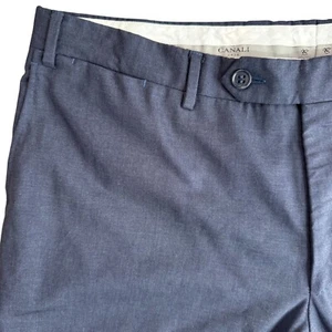 Canali 1934 Wool Dress Pants Trousers Stretch Navy Size 36x29 Men Flat Front - Picture 1 of 8