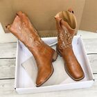 Cowboy Boots for Women Western Shoes Cowgirl Boots Embroidered Wide Toe Mid Calf