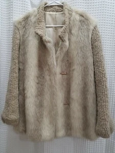 Vintage D' ESPRIT Dubrowsky Perlbinder Faux Fur Wool Coat Womens Sz M EUC - Picture 1 of 11