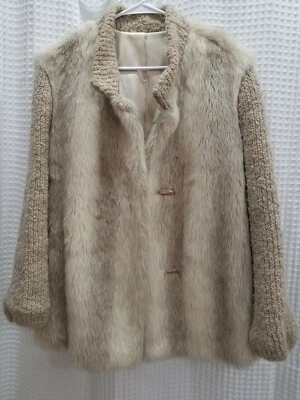 Vintage D' ESPRIT Dubrowsky Perlbinder Faux Fur Wool Coat Womens Sz M EUC - Image 1 of 4