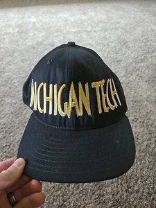 Vintage Michigan Tech Huskies Hockey Adjustable Snapback Cap Hat - 1990's MTU - Picture 1 of 9