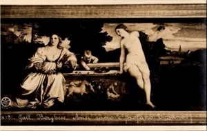 AK Heilige und Profane Liebe Tizian Galleria Borghese Rom Italien RPPC - Bild 1 von 2
