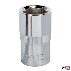 Socket 15mm 1/2" Square Drive Fully Polished chrome vanadium knurlgrip - Picture 1 of 1