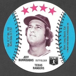 1976 BUCKMANS MSA DISCS  Jeff Burroughs  TEXAS RANGERS  MINT  A - Picture 1 of 2