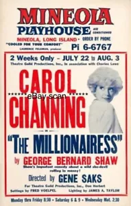 Carol Channing Minneola Playhouse Poster THE MILLIONAIRESS 1963 Window Card - Picture 1 of 1