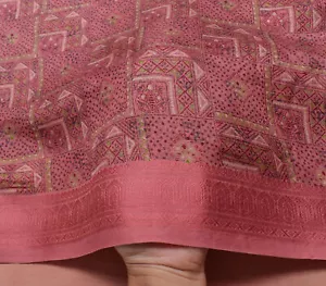 Sushila Vintage Scrap Saree 100% Pure Silk Printed Floral Soft Sari Craft Fabric - Picture 1 of 11