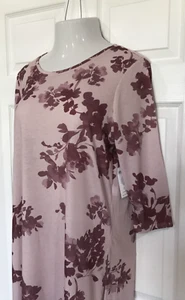 Top túnica floral Chicos 2 dobladillo dividido color rosa manga 3/4 tejido elástico L 12 - Imagen 1 de 10