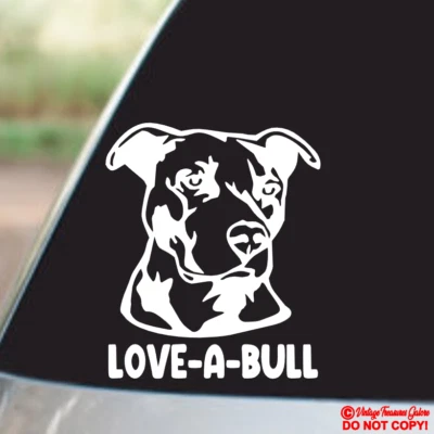 LOVE A BULL PITBULL Vinilo Calcomanía Adhesiva Coche Ventana Parachoques PERRO CACHORRO ANIMAL MASCOTA Foto 1 de 2