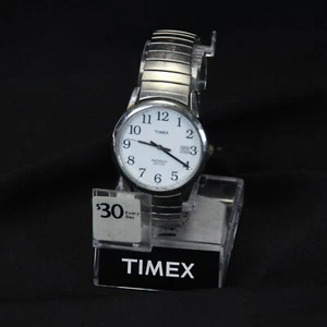Timex Indiglo Quartz Men's WR 30m Watch Sliver Stretch Band + Display Case - Picture 1 of 8