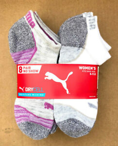 Puma Women's 8-Pair Shoe Size 5-9.5 No Show Drycell Moisture Control Socks