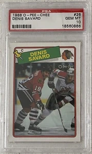 PSA GRADED 1988 O-pee-chee #28 Denis Savard HOF Chicago Blackhawks 10 gemme ottime condizioni - Foto 1 di 2