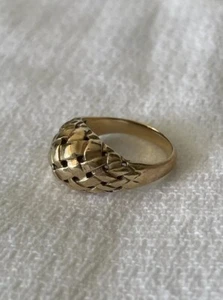 James Avery Retired 14K Yellow Gold Basket Weave Dome Ring Size 5 (#1184) - Picture 1 of 8